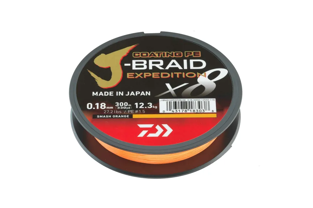 Daiwa J-Braid Expedition X8 3000m, 0.10mm, smash orange Snelle Levering