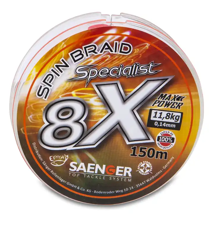 Saenger 8X fonott zsinór narancssárga 0,14mm / 150m / 11,8kg Rechtstreeks Van De Fabrikant