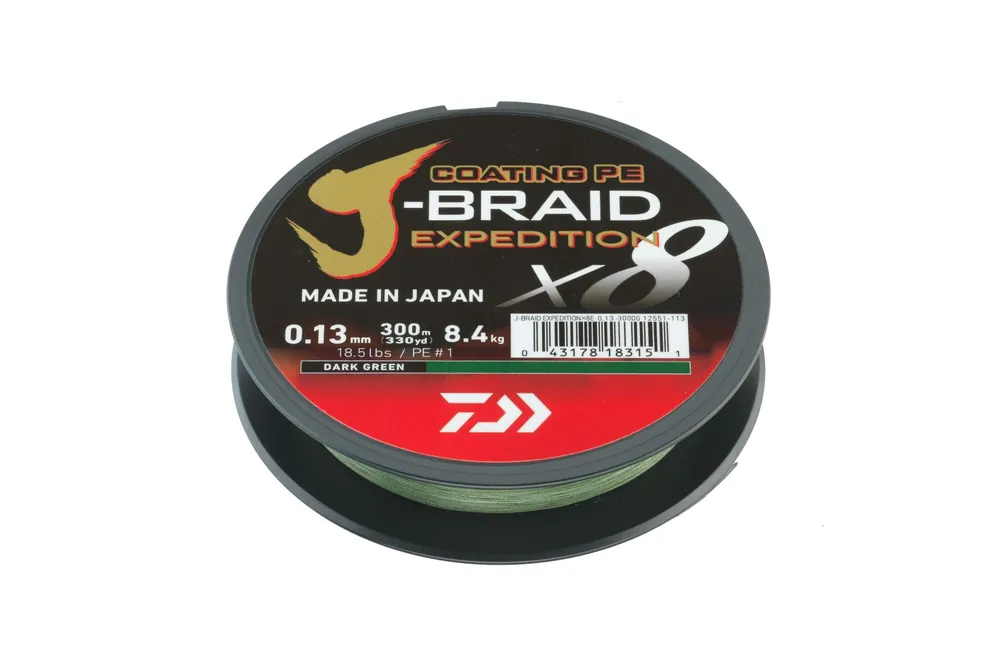 Superprijs Daiwa J-Braid Expedition X8 dark green, 150m, 0.10mm