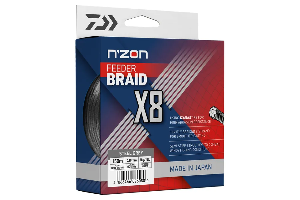 Goedkoop Daiwa N‘Zon X8 Braid steel grey, 0.10mm, 7.00kg, 300m