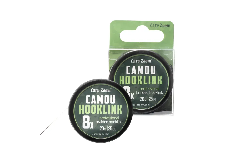 CarpZoom Camou 8X előkezsinór, 20m, 25lb, terepmintás Gratis Retour