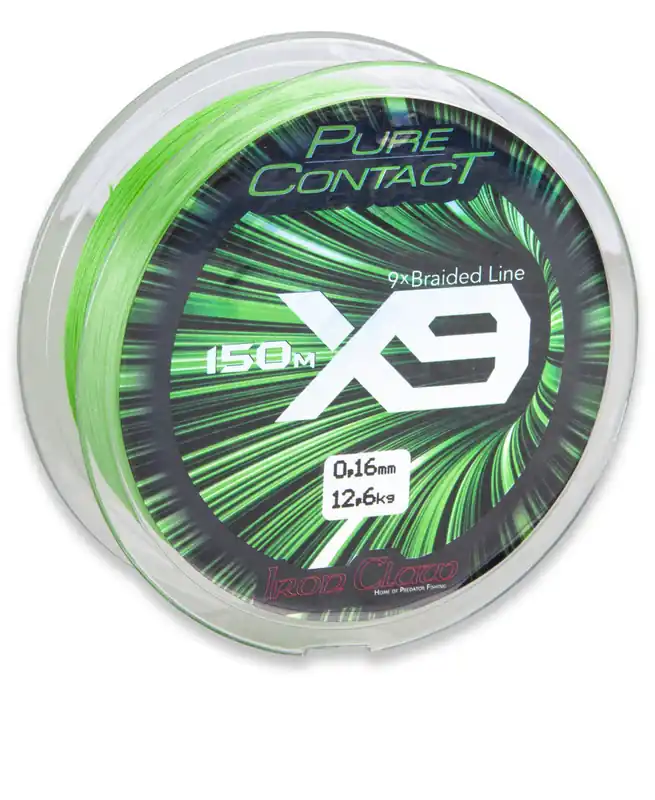 IRON CLAW Pure Contact X9 Green fonott zsinór / 0,16mm / 150m / 12,60KG Goedkoop