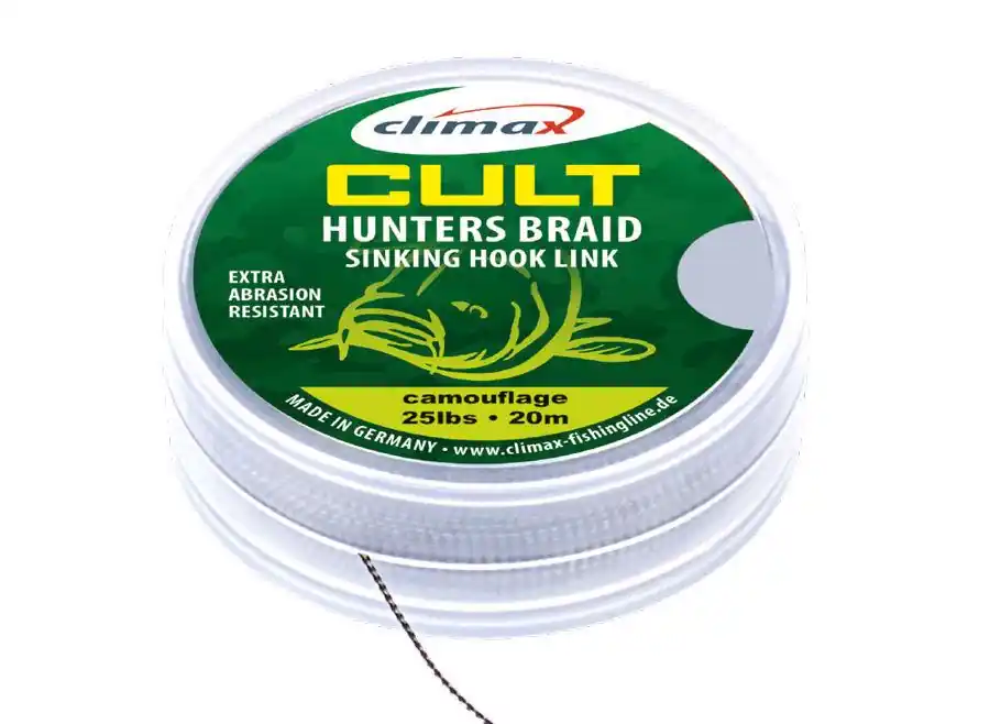 Koop Vandaag Climax Cult Carp Huntersbraid Sinking Hooklink 20m 45Lb Weed Green