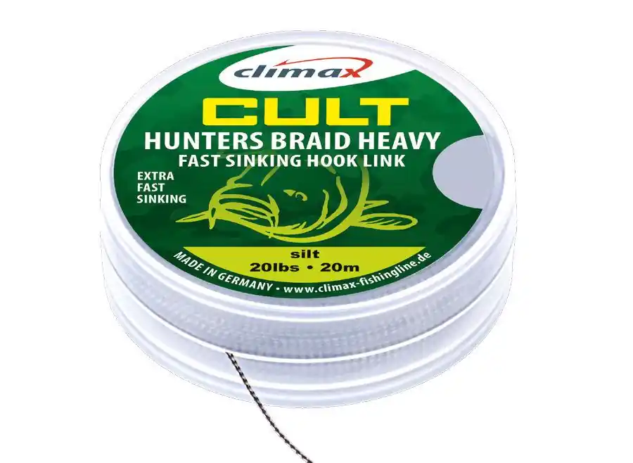 Veilige Betaling Climax Cult Carp Huntersbraid Heavy Sinking Hooklink 20m 20Lb Weed Green