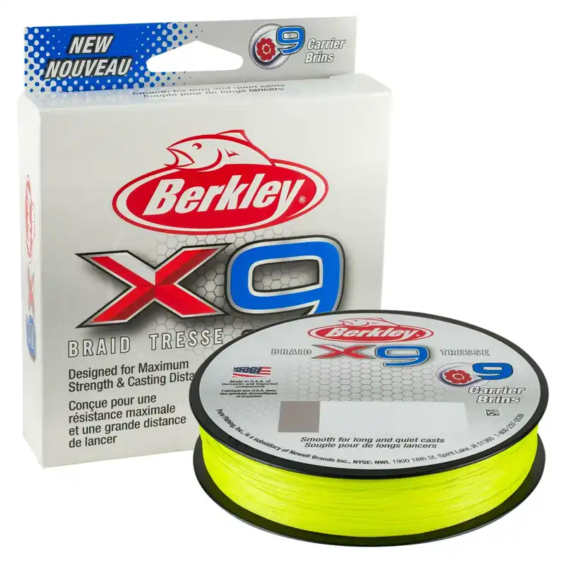 Berkley x9 Braid; 150m 165yd, 0,17mm, 17kg, Flame Green fonott pergető zsinór Koopje