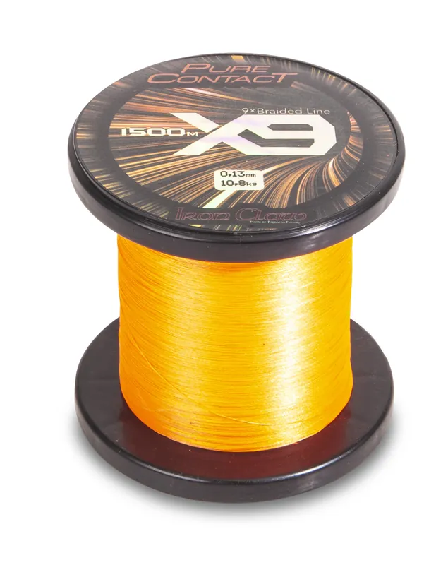 Flitsaanbieding IRON CLAW Pure Contact X9 Orange fonott zsinór / 0,21mm / 1500m / 17,00kg
