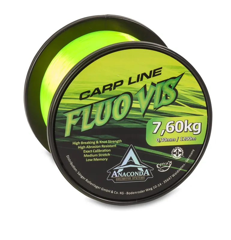 ANACONDA Fluovis Green Carp Line monofil zsinór zöld / 0,36mm / 1200m / 10,30kg Beperkte Voorraad