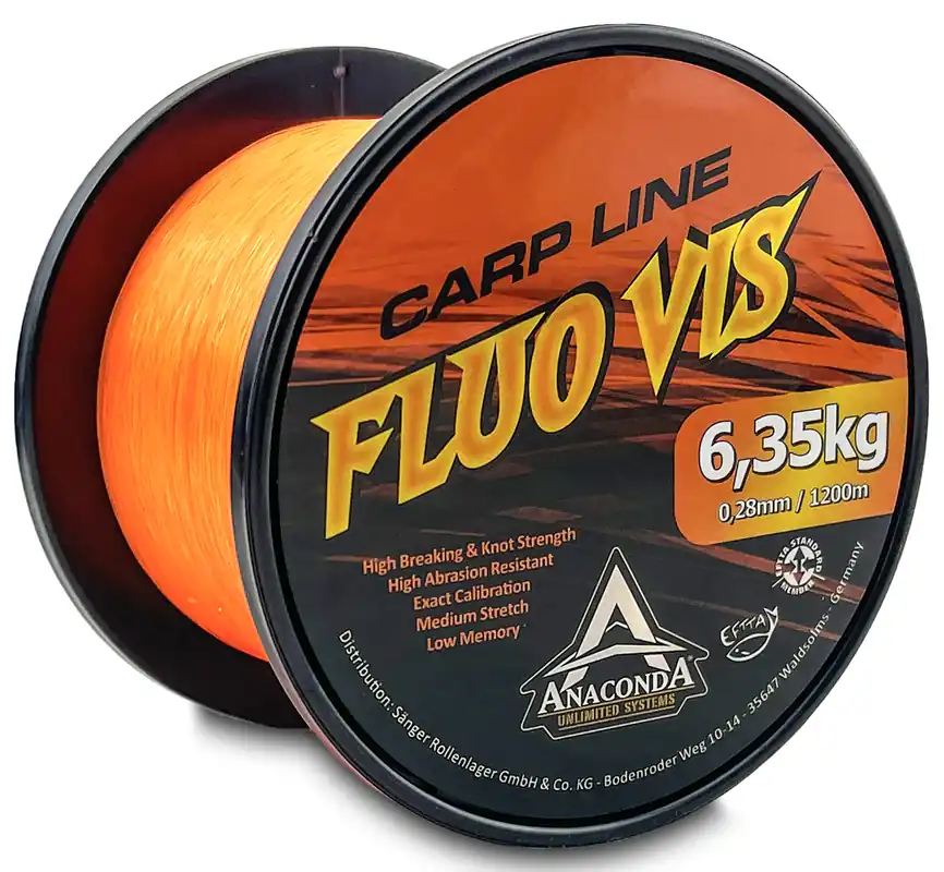 Premium ANACONDA Fluovis Orange Carp Line monofil zsinór narancssárga / 0,36mm / 1200m / 10,30kg
