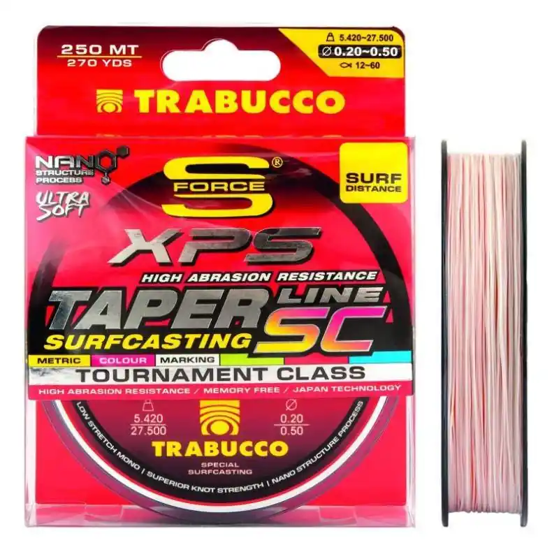 Trabucco Taper Line SC Surfcasting 250m 0,57-0,23mm elvékonyodó monofil zsinór Nu Kopen