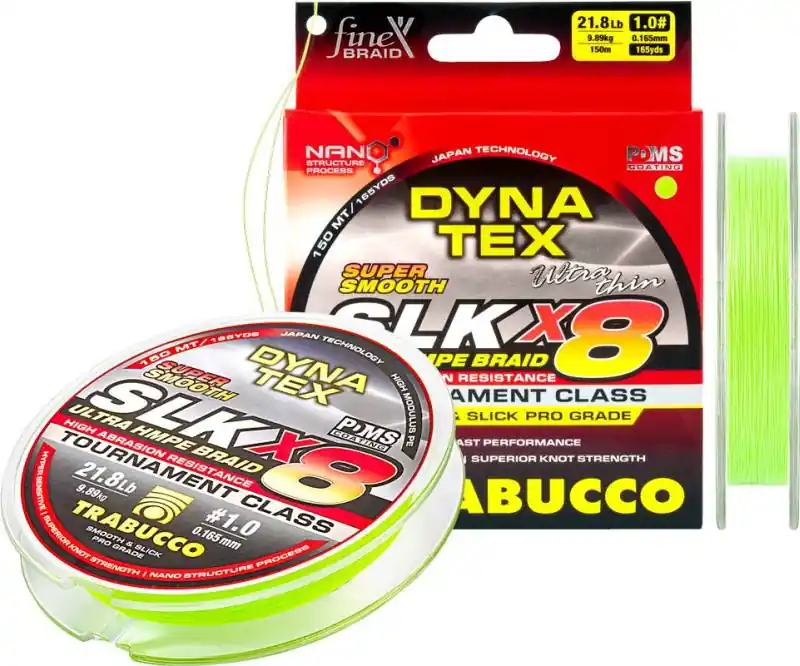 Trabucco Dyna-Tex Slk X8 SS 150m 0,128mm lime zöld fonott zsinór Favoriet