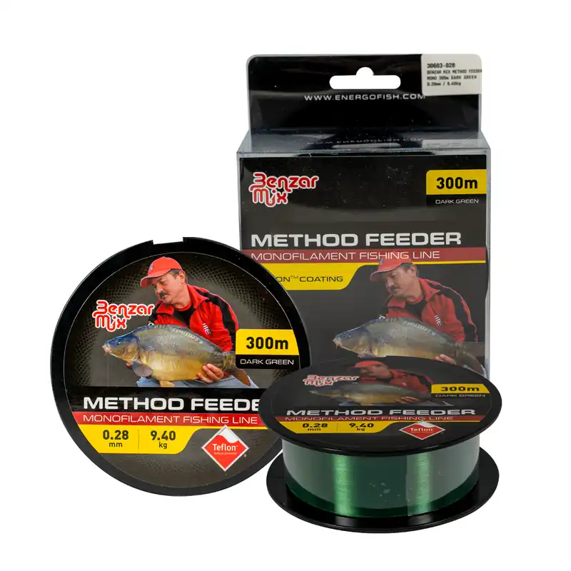 Hete Deal Benzár Method Feeder Mono Dark Green 0,28mm 300m