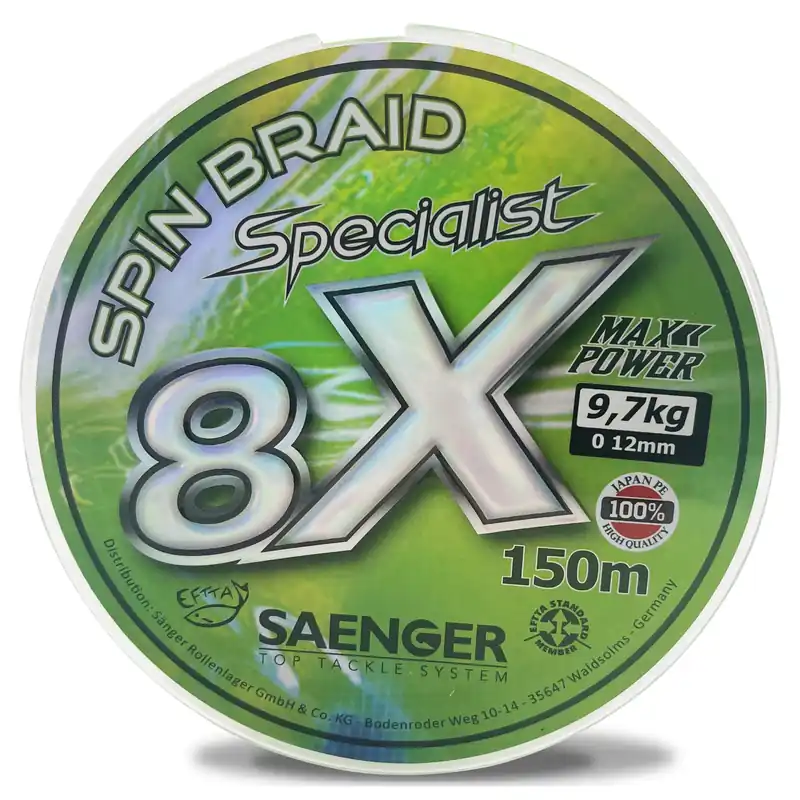 Saenger 8X fonott zsinór zöld 0,14mm / 0,14mm / 11,80kg Express Levering