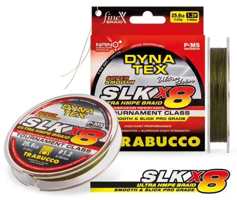Trabucco Dyna-Tex Slk X8 SS 150m 0,205mm sötétzöld fonott zsinór Gereduceerde Prijs