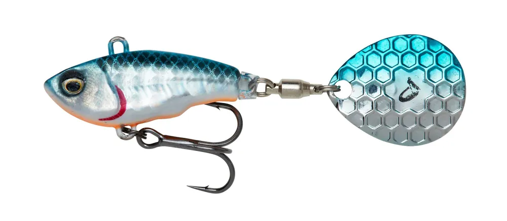 Shop Nu Savage Gear FAT TAIL SPIN 8CM 24G S BLUE SILVER műcsali