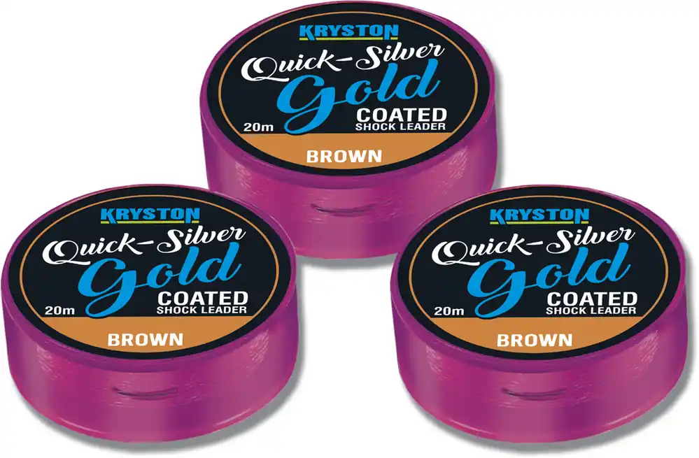 Kryston Quicksilver Gold Shock Leader 45Lbs 20m Brown Fabrieksprijs