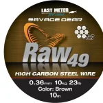 Savage Gear RAW49 STEELWIRE 10M 0.45MM 16KG UNC.BRWN harapásálló fém előke Exclusieve Aanbieding