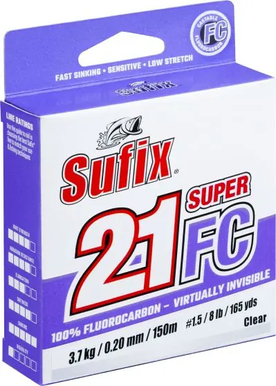 Sufix SUPER 21 FLUORO CLEAR 0,33mm 8,2kg 50M Rechtstreeks Van De Fabrikant