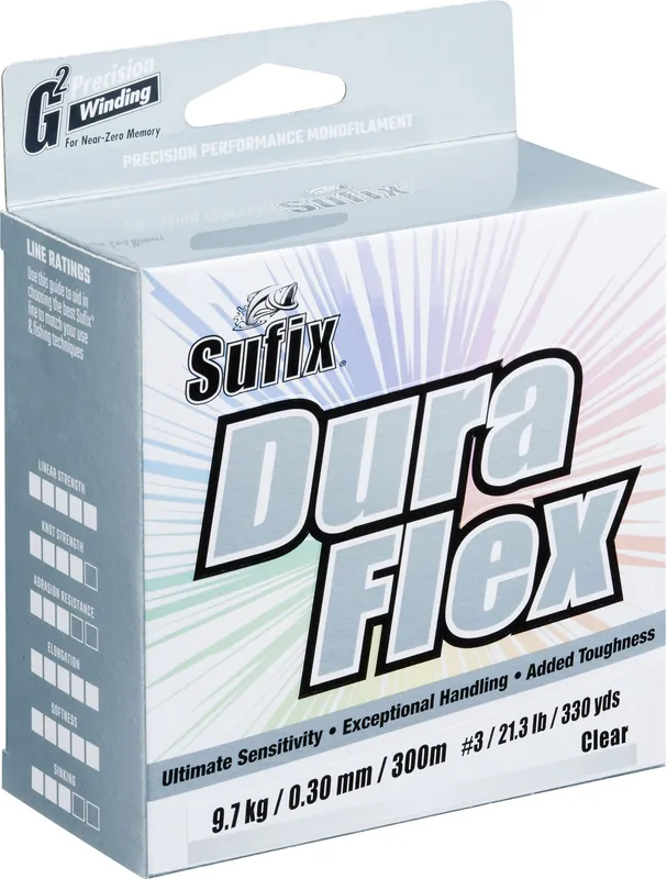Express Levering Sufix DURAFLEX 300M CLEAR 0,45mm 18,2kg