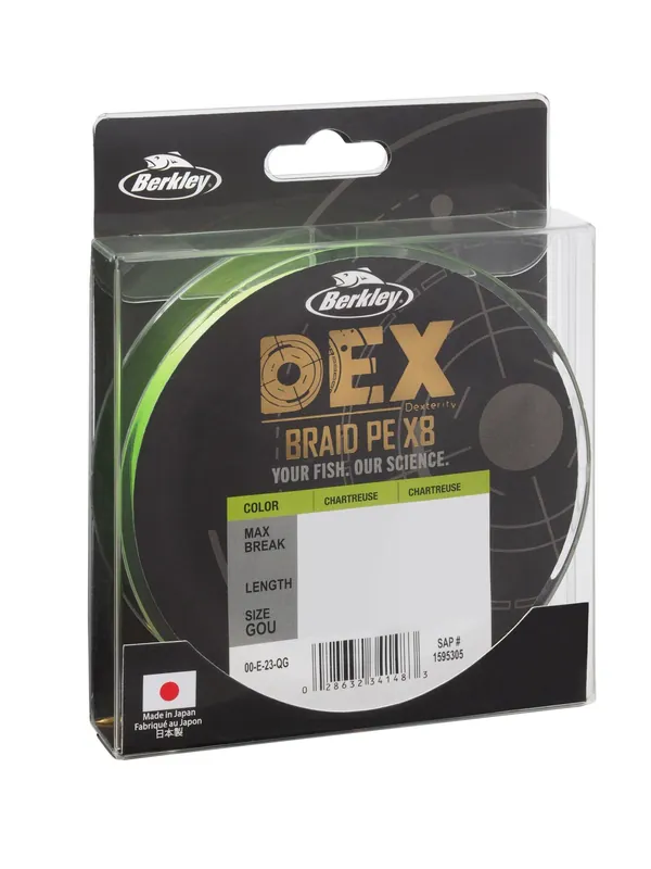 Berkley DEX x8 PE .10mm 150m 7.9kg Char fonott pergető zsinór Exclusieve Aanbieding