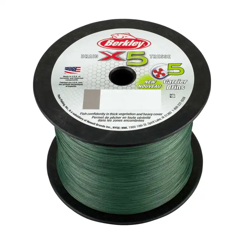 Gecertificeerd Berkley x5 Braid; 2000m 2188yd, 0,12mm, 12,1kg, Low-Vis Green fonott pergető zsinór