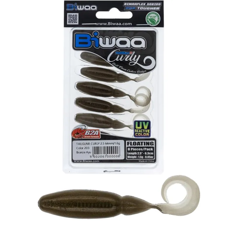 Laatste Kans Biwaa Tailgunr Curly 3.5" 9cm 203 Bronze Ayu gumihal