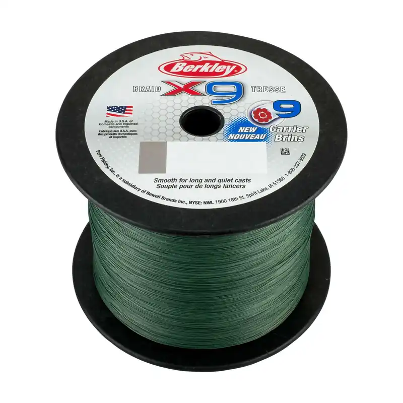 Voordeelprijs Berkley x9 Braid; 2000m 2188yd, 0,14mm, 14,2kg, Low-Vis Green fonott pergető zsinór