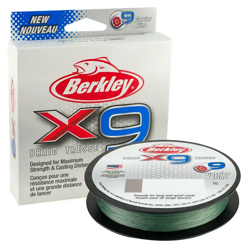 Berkley x9 Braid; 150m 164yd, 0,35mm, 36,3kg, Low-Vis Green fonott pergető zsinór Lage Kosten