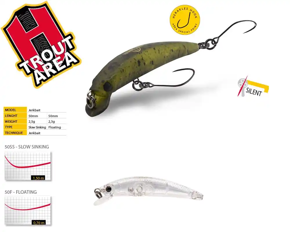 Herakles Teser 50Ss 5.0cm 2.5g Ghost jerkbait Direct Verzonden