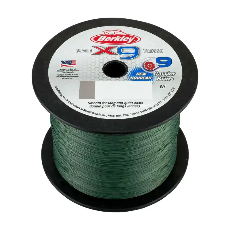Berkley x9 Braid; 2000m 2188yd, 0,25mm, 27kg, Low-Vis Green fonott pergető zsinór Finale Uitverkoop