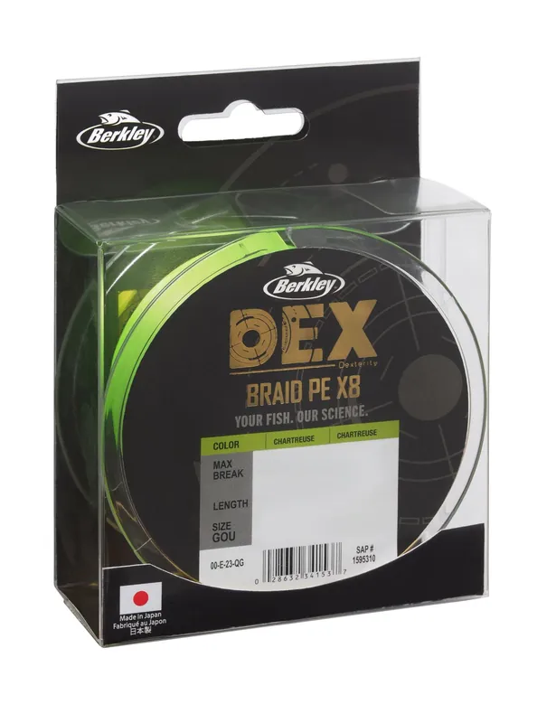 Berkley DEX x8 PE .14mm 300m 12.9kg Char fonott pergető zsinór Direct Beschikbaar