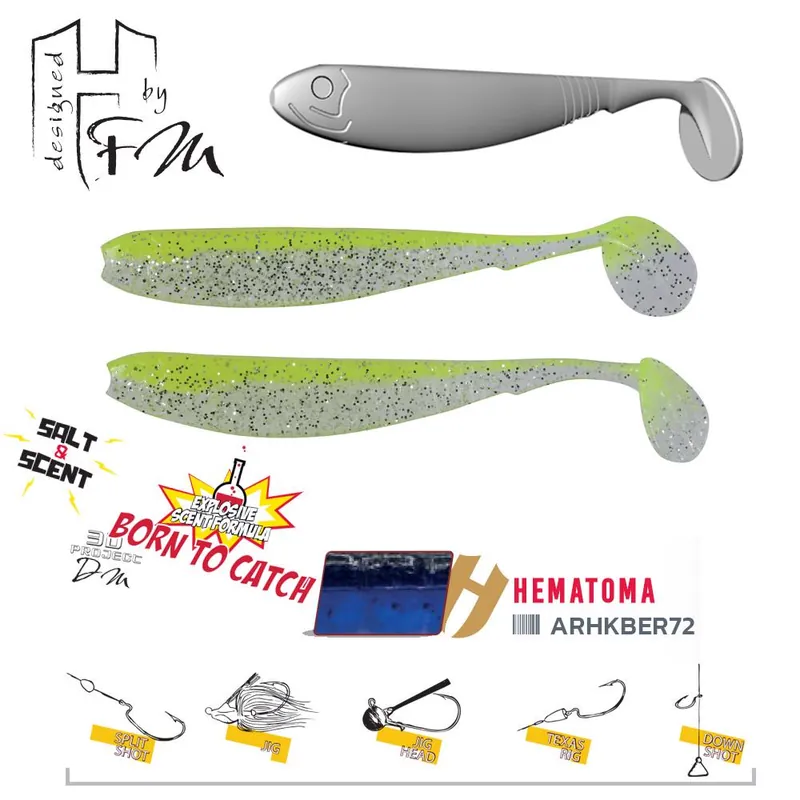 Laatste Versie Herakles Benjo R 3.6" 9cm Flash Minnow gumihal