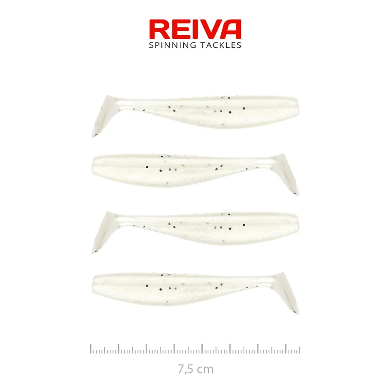 Beperkt Aanbod Reiva Flat Minnow shad 7,5cm 4db/cs (Pearl Dot)