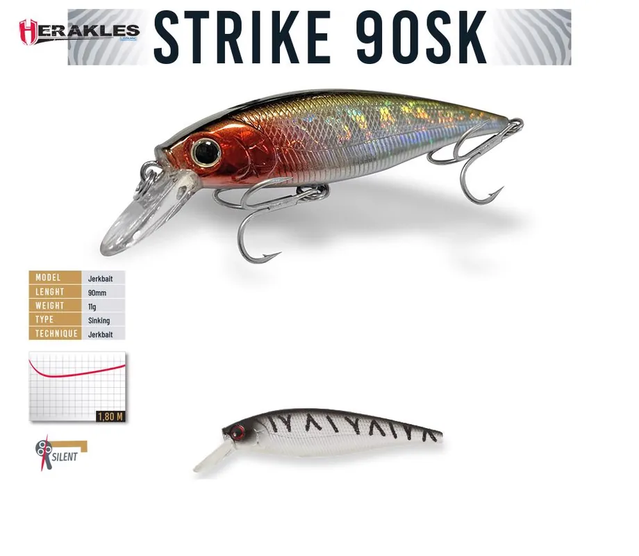 Hete Deal Herakles Strike 90Sk 9cm 11g Bandit Tiger jerkbait