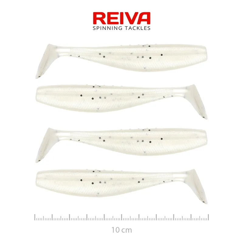 Beperkt Aanbod Reiva Flat Minnow Shad 10cm 4db/cs (Pearl Dot) gumihal
