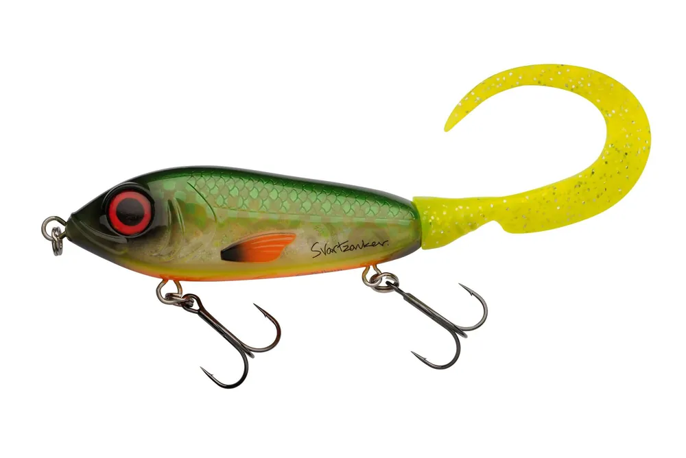 Express Levering Abu Garcia Svartzonker SVZ McMy Tail 20cm 83g Fire Carp Flash hibrid wobbler