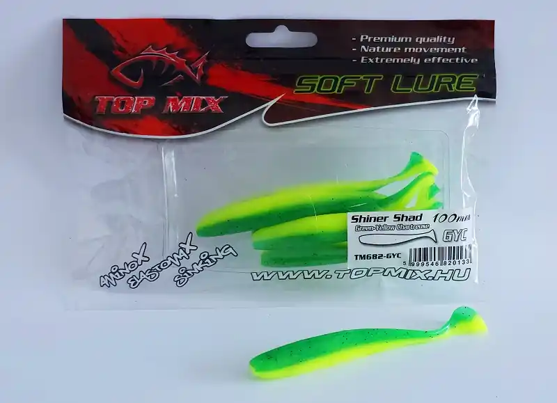 Laatste Kans Top Mix Shiner Shad Green-Yellow Chartreuse 100 mm gumihal