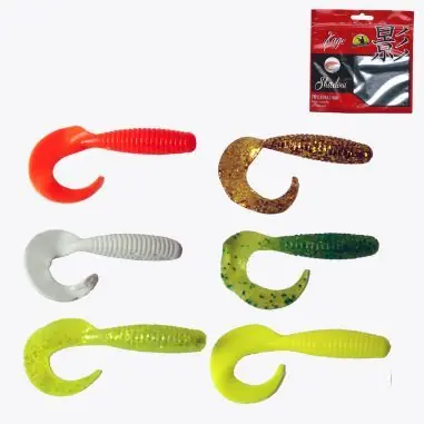 Beste Prijs Frenetic TWISTER EGYFARKÚ, Sötétzöld, 7cm, 5db/csomag gumihal