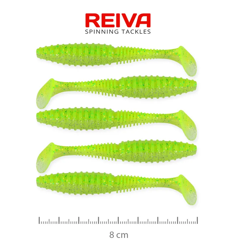 Merkproduct Reiva Zander Power Shad 8cm 5db/cs (Flash Chartreuse)