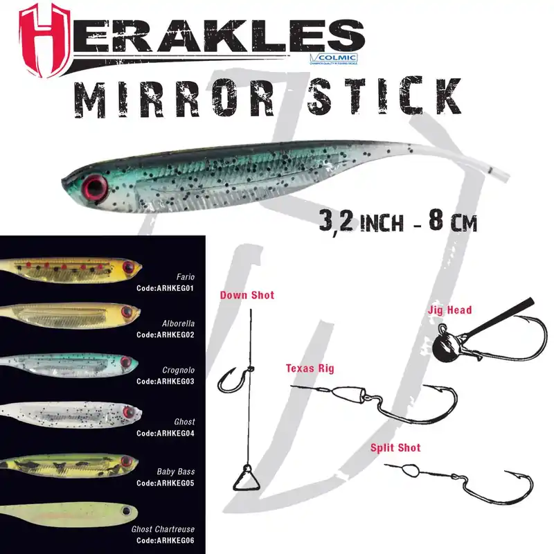 Beperkt Aanbod Herakles Mirror Stick Shad 3.2" 8.1cm Ghost Chartreuse gumihal