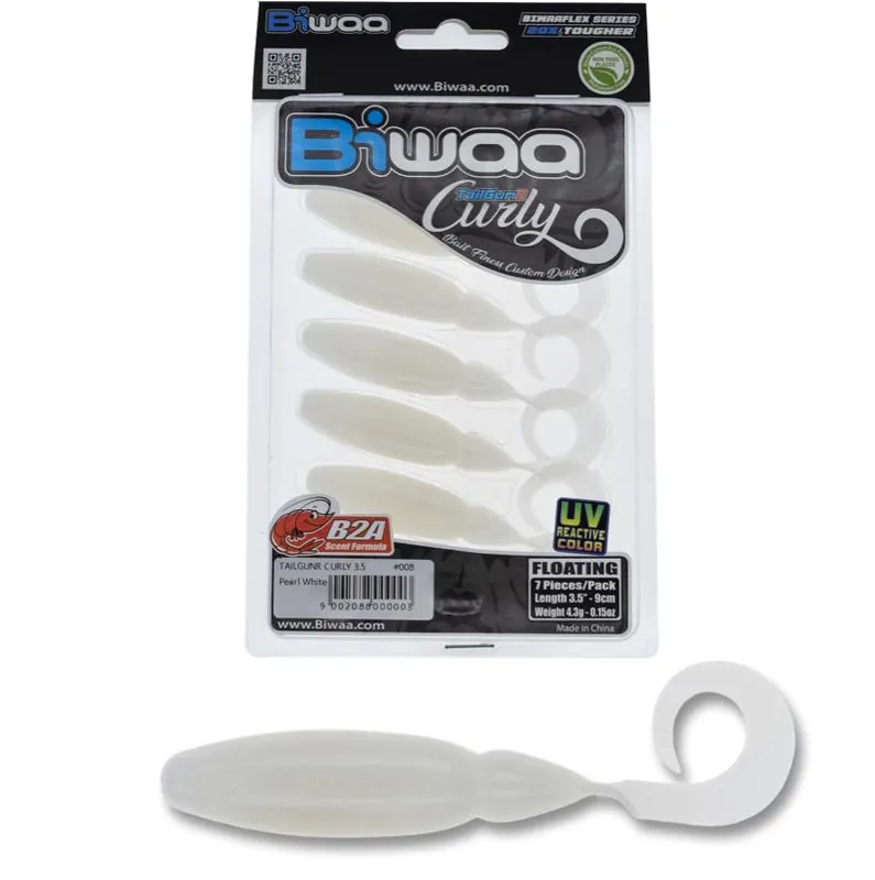 Biwaa Tailgunr Curly 3.5" 9cm 008 Pearl White Uitverkoop