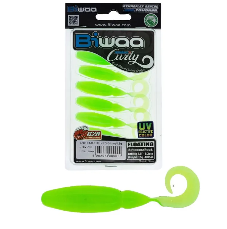 Biwaa Tailgunr Curly 2.5" 6.3cm 202 Limetreuse Op = Op