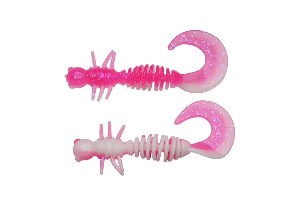 Berkley PowerBait PWRBT PWR Curly 55mm Pink/White gumihal Veilige Betaling
