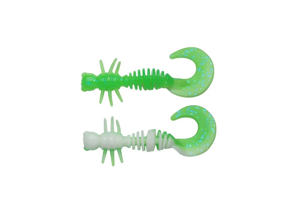 Koopje Berkley PowerBait PWRBT PWR Curly 40mm Sprng Grn/White gumihal