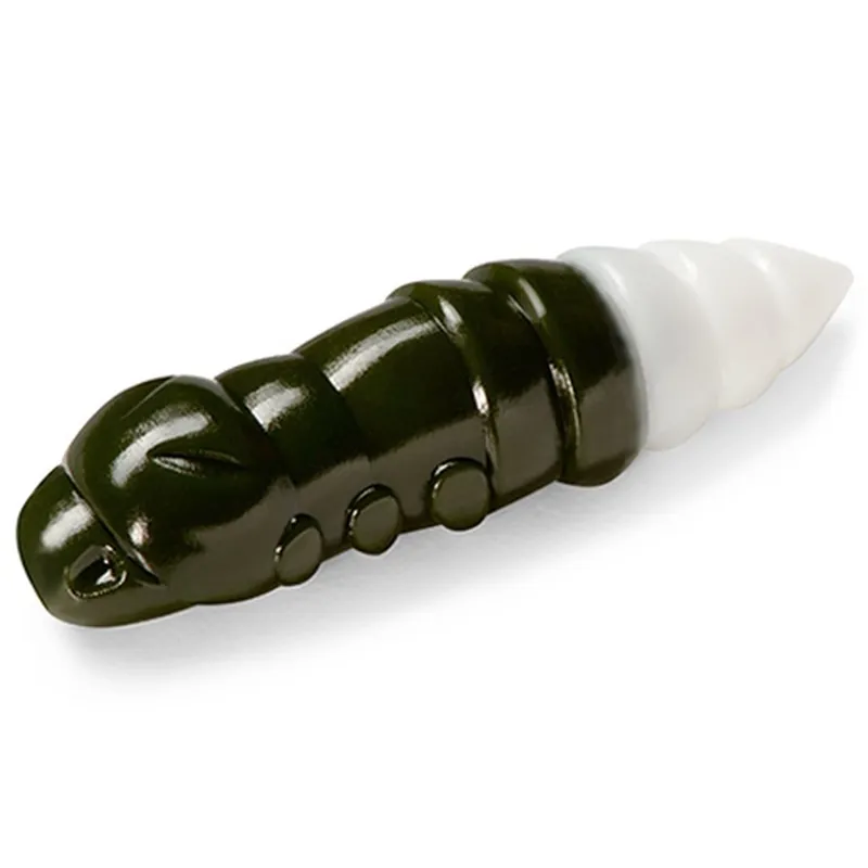 FISHUP Pupa 1.2" (10pcs.), 140 - Dark Olive/White Gereduceerde Prijs