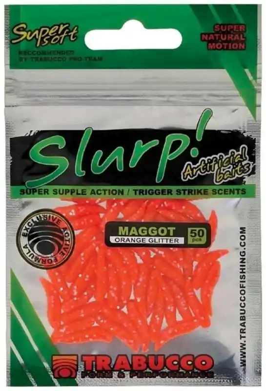 Trabucco Slurp Bait Maggot Orange Glitter 50 db sárga műcsonti Betrouwbaar