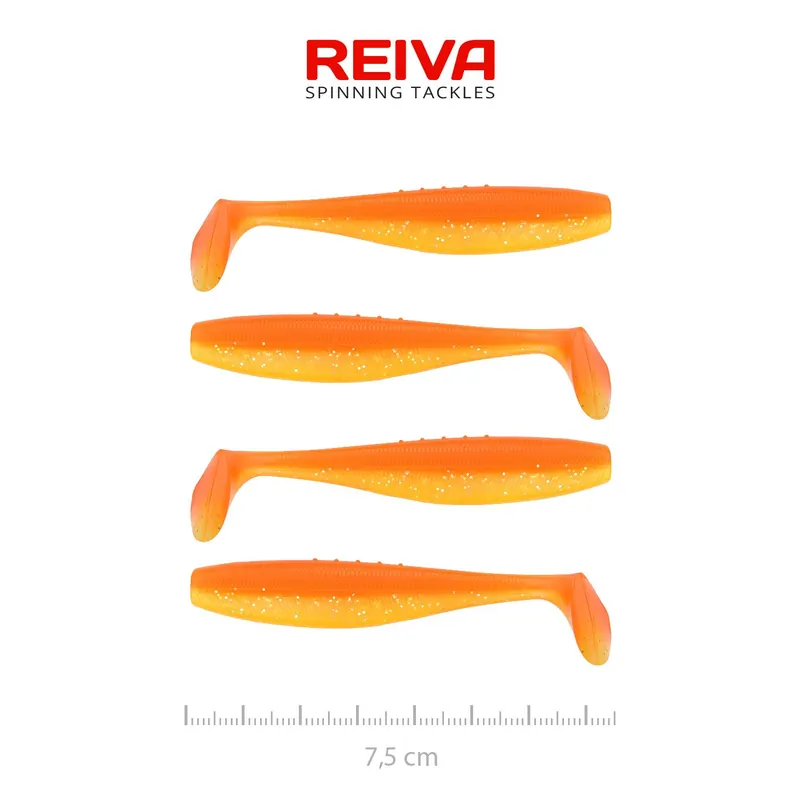 Reiva Flat Minnow shad 7,5cm 4db/cs (Shiny Orange) Laatste Kans