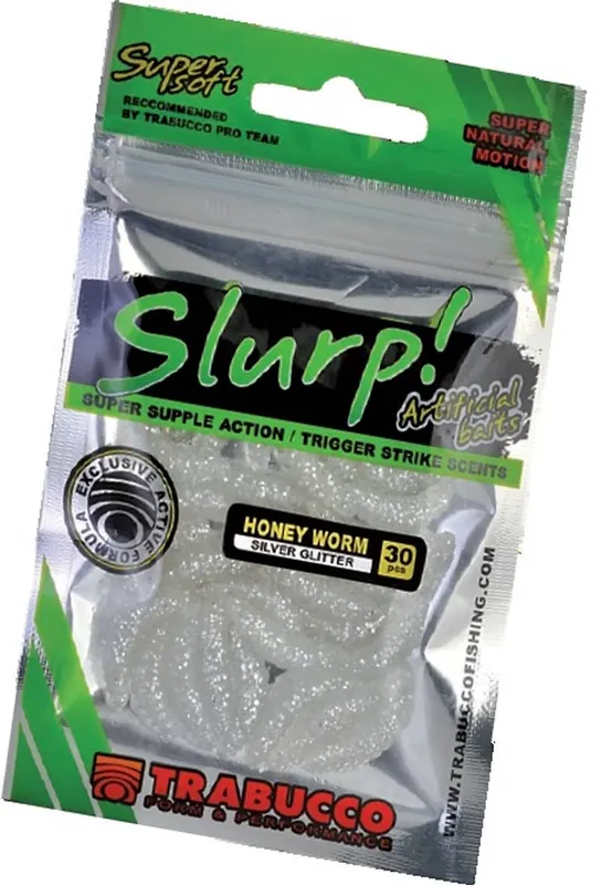 Lage Kosten Trabucco Slurp Bait Honey Worm Silver Glitter 30 db ezüstös méhlárva