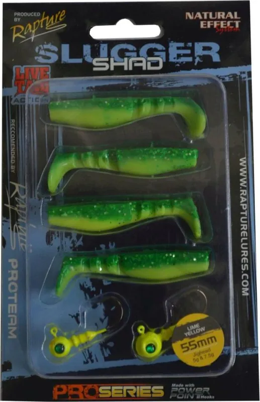 Betaalbaar Rapture Slugger Shad Set 55 lime Yellow 4+2db/csg, műcsali szett
