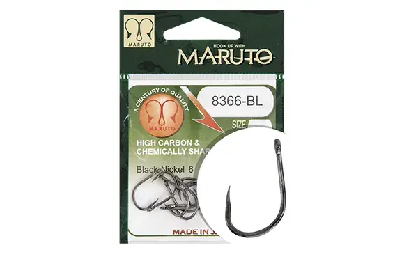 MARUTO HOROG 8366BL CARP HOOKS BARBLESS STRAIGHT EYE FORGED REVERSED RINGED HC BLACK NICKEL 10 Flitsaanbieding