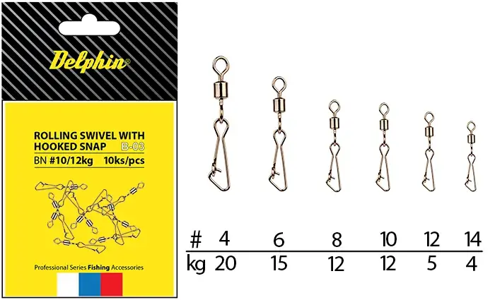 Rollings swivel with Hooked snap-BN/4 Flitsaanbieding